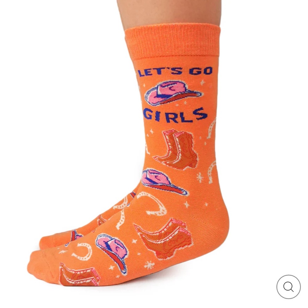 🌹”LET'S GO GIRLS" BY UPTOWN SOX - NWT Cowgirl Orange Fun Socks •